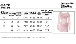 Detailed sizing chart for lace patchwork long sleeve bodysuit with size guide table