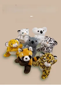 Variety of cute plush animal snap bracelets including tiger and koala designs