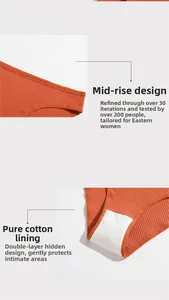Detail of ribbed cotton mid-waist women's brief showing double-layer crotch lining