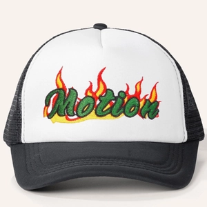 Trucker Hat Polyester Mesh Adjustable Curved Brim Flame Letter Motion Embroidery Breathable Baseball Cap Men Women