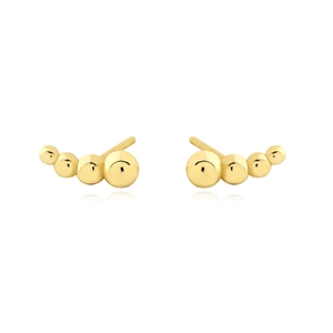 925 Sterling Silver Graduated Round Bead Stud Earrings Minimalist Geometric Small Jewelry For Women