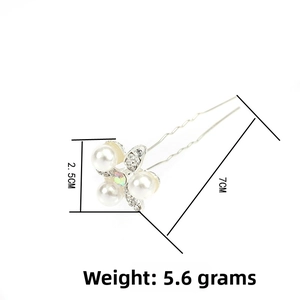 U-shaped hair pin for bridal styling with 2.5cm pearl flower head and 7cm length