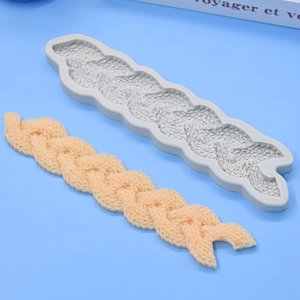 Twisted rope silicone mold for DIY cake fondant and chocolate with knitted texture detail