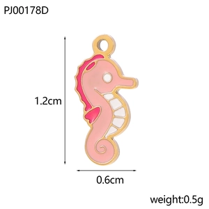 Pendentif hippocampe rose et blanc doré pour création de bijoux en acier inoxydable