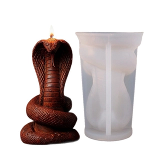 Moule en silicone cobra gothique pour bougies DIY et résine avec design de serpent enroulé