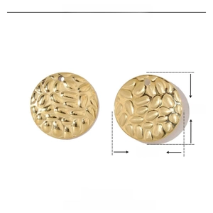 Détails des dimensions et du matériau du pendentif martelé en acier doré de 15mm