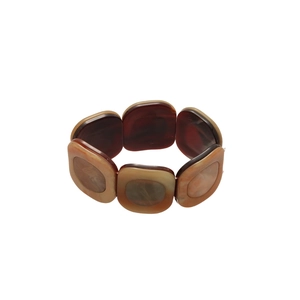 Minimalist square resin stretch bracelet with tortoiseshell and marble patterns