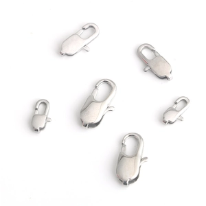 Polished stainless steel lobster clasps in various sizes for DIY jewelry making and crafts