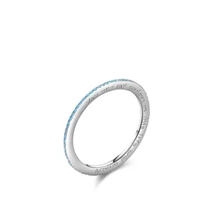 S925 sterling silver ring with turquoise inlay and soullove engraving on white background