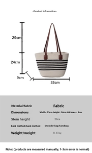 Tabella taglie borsa mare intrecciata con misure 35x24x9cm e altezza manico di 29cm