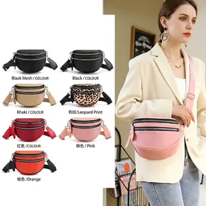 Multi-color large capacity crossbody bag with adjustable strap and multi-layer zippers