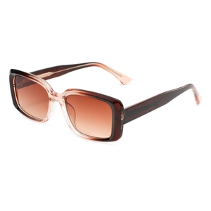 Classic rectangle thick frame sunglasses with brown gradient lenses and bold temples
