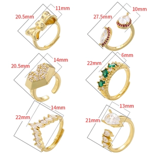 Sechs kreative offene Ringe mit Zirkonia-Schmetterlings- und Herzdesigns