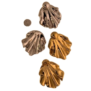 Irregular textured shell stainless steel earrings in gold and rose gold finishes