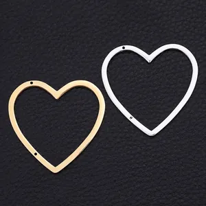 Heart Shape Hollow Pendant Connectors Gold Plated Stainless Steel For DIY Jewelry Making Necklace Earrings Accessories