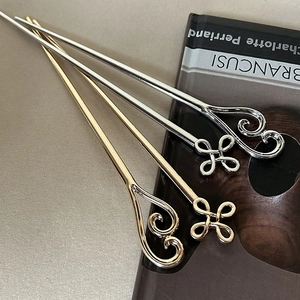 Alloy Hair Stick Vintage Ancient Style Minimalist Heart Clover Knot Hair Pin For Women Bun Hair Styling Elegant