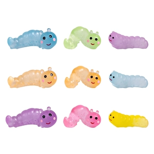 Luminous caterpillar figurines for moss micro landscape DIY gardening decor, set of 9