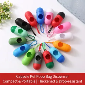 Portable Capsule Shaped Pet Waste Bag Dispenser Dog Poop Bag Holder With Carrying Hook For Outdoor Walking Travel Daily Use