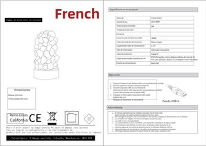 Technical drawing of crystal night light with dimensions 110mm height and USB specifications