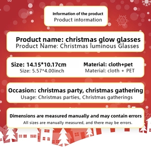 Weihnachten LED leuchtende Brille Detail Groesse Material Spezifikation fuer Party Requisiten.