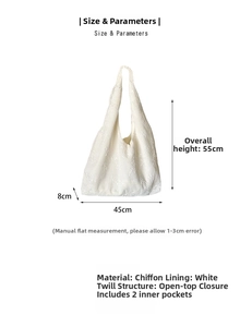 Detaillierte Größenangaben für die Chiffon-Einkaufstasche mit Popeline-Futter