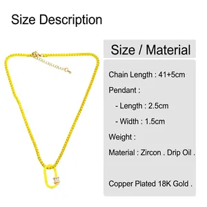 Tabella taglie per collana placcata oro 18K con ciondolo in smalto giallo e zirconi