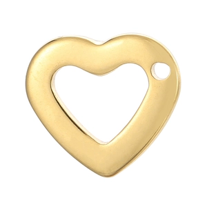 Polished gold hollow heart pendant made of stainless steel for DIY necklace jewelry