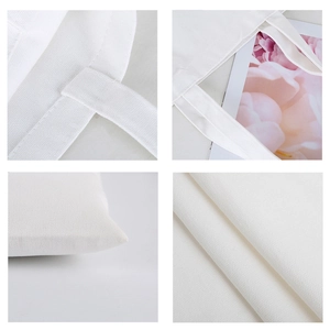 Detailed views of high-quality white canvas tote bag with reinforced stitching and texture