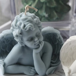 DIY 3D Silikonform für Engelskerzen zur Herstellung mattblauer Cupido-Dekowachskerzen