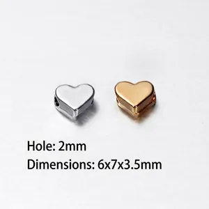 6x7mm gold and silver heart-shaped spacer beads with 2mm hole for DIY jewelry making
