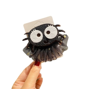 Halloween spider hair clip with mesh veil and glitter wings for party cosplay hair accessory