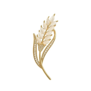 Eleganter Broschen-Weizenähren-Stil in Gold mit Opalen und Kristall-Akzenten