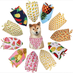 Pet Bandana Triangular Scarf Cotton Fruit Floral Butterfly Leaf Print Bib For Dogs Cats Saliva Towel Pastoral Style Soft Breathable