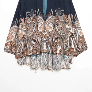 Chemisier bohème à motif paisley pour femme avec imprimés floraux bleus et oranges