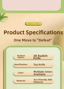 Technical specifications of 3D gravity radish knife made from eco-friendly ABS material