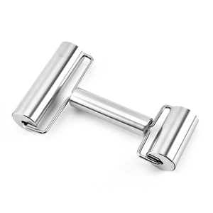Polished stainless steel double roller pin for baking and dough pastry preparation