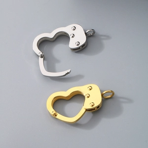 DIY stainless steel heart-shaped handcuff jewelry connectors in gold and silver finish