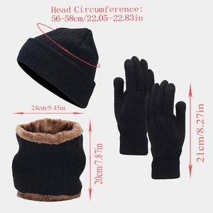 Spécifications de taille pour l'ensemble d'hiver avec bonnet, écharpe et gants