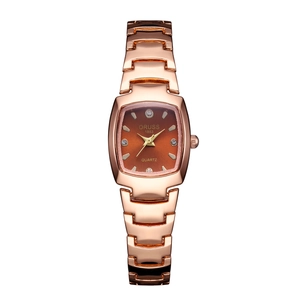 Women Quartz Watch Elegant Tonneau Case Rhinestone Markers Waterproof Fashion Wristwatch For Ladies