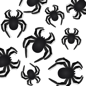 3D black spider wall stickers for Halloween party decorations on a plain white background