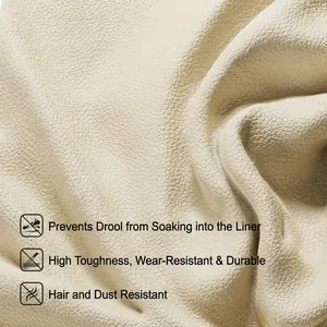 Tapis de lit imperméable pour animaux de compagnie en similicuir beige résistant aux taches