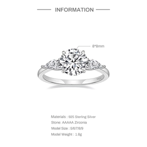 Detail specifications of 925 sterling silver ring with 8x8mm AAAAA zirconia stone