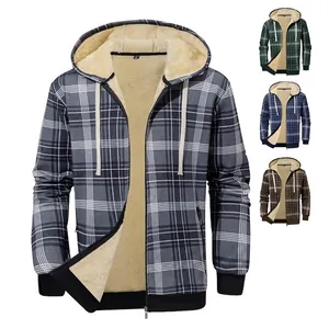 Damen Plaid Kapuze Steppjacke Sherpa-Futter Top Verdickt Wolle Mischung Fleece Oberbekleidung Für Herbst Winter Freizeit Thermo Mantel