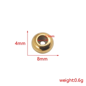 Golden stainless steel positioning bead 8mm with 3.5mm hole for DIY jewelry making