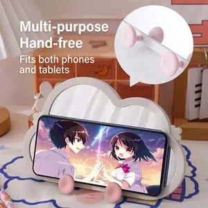 Cloud-shaped white desktop makeup mirror and phone stand for tablet or smartphone