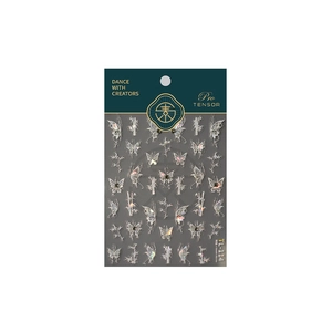 Stickers ongles 3D relief papillon et bambou avec effet argent laser TL-114