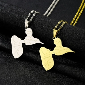 Guadeloupe map pendant necklace set in gold and silver finish stainless steel
