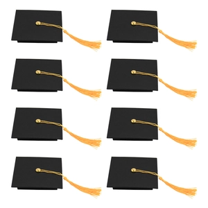 Bachelor Hat Graduation Jewelry Gift Box Matte Black Cardboard With Tassel And Year Charm Square Mortarboard Packaging