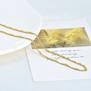 Minimalist 18k gold plated titanium steel twist chain necklace on ceramic plate