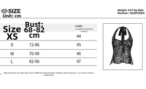 Tableau des tailles pour top court à dentelle incluant mesures de poitrine et longueur